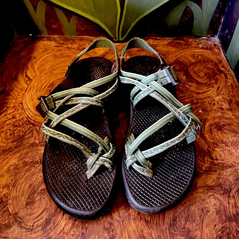Green Double Toe Strap Chacos